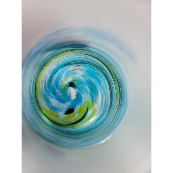 Teign Valley Glass Studios Sea Spray Wine Glass Set New Hard to Find Hand made - Picture 7 of 14